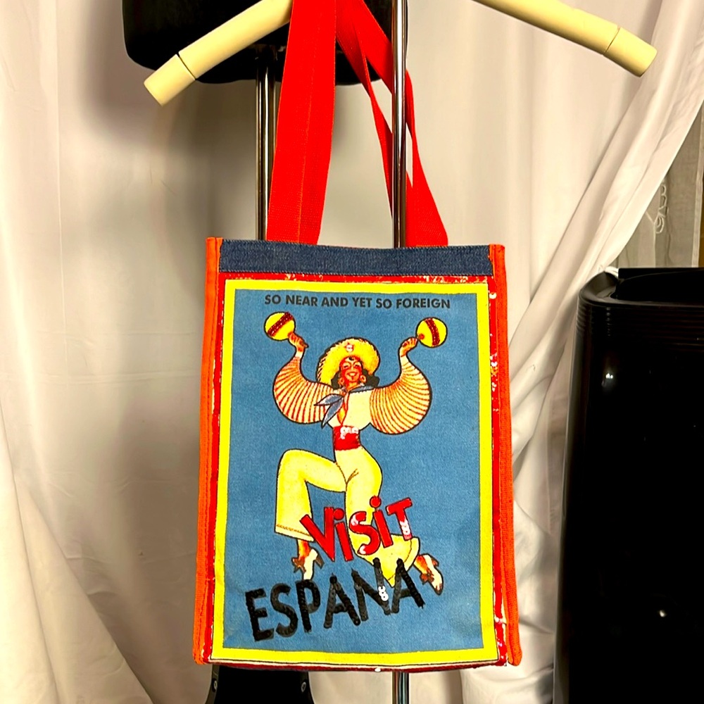 Retro travel advertisement tote bag “Visit España” I sequins